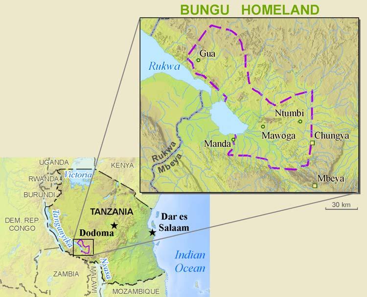 People and Language Detail Report Profile Year: 1997 Language Name: Bungu ISO Language Code: wun The Bungu of Tanzania The Bungu are a Bantu speaking group of people living among the hills, plains,
