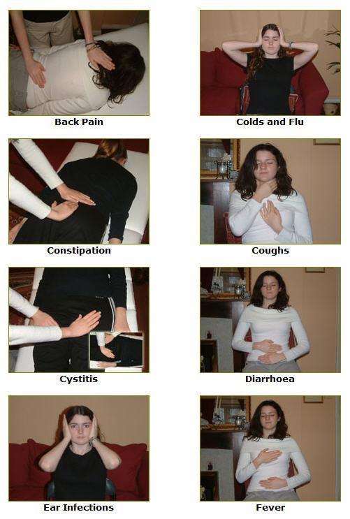 Hand Positions for Treating Everyday Complaints While full body treatments are ideal, some positions