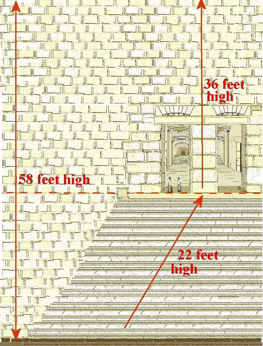 If we add up the numbers of 22 + 36 = 58 feet the exact amount required to be the steps that rose up 22 feet and hid part of the wall from view that Josephus spoke of.