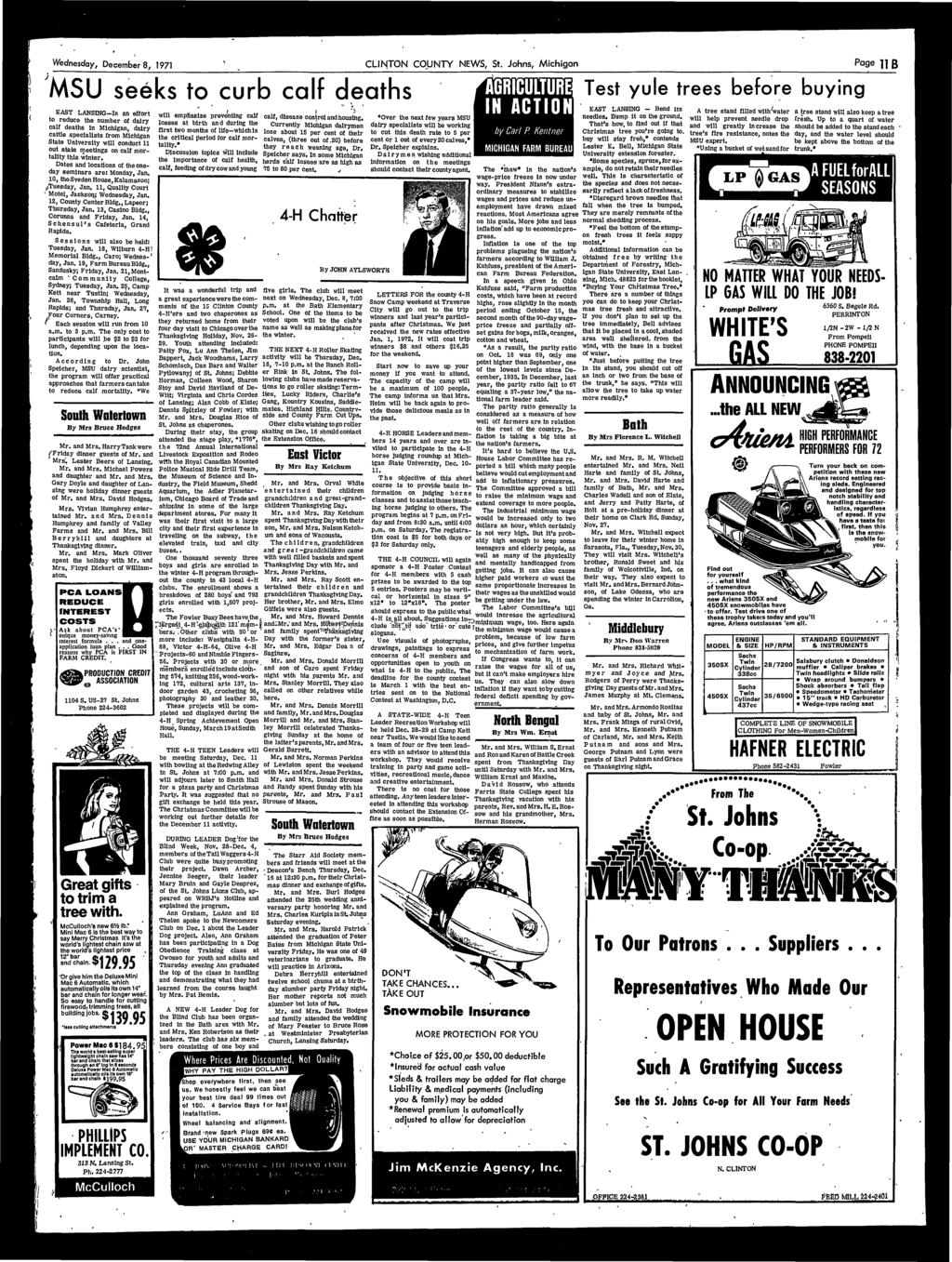 Wednesday, Decembers, 1971 CLNTON COUNTY NEWS, St.