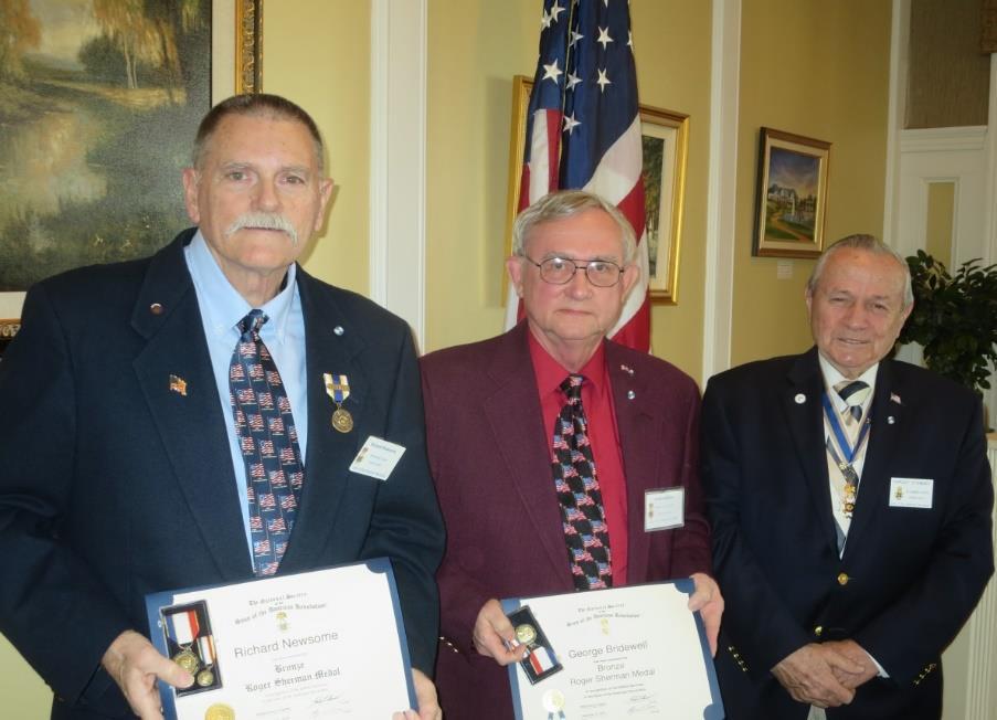 Chapter Happenings Cont d Roger Sherman Medal Awarded The Roger Sherman Medal for faithful and significant service to the Williamsburg Chapter was