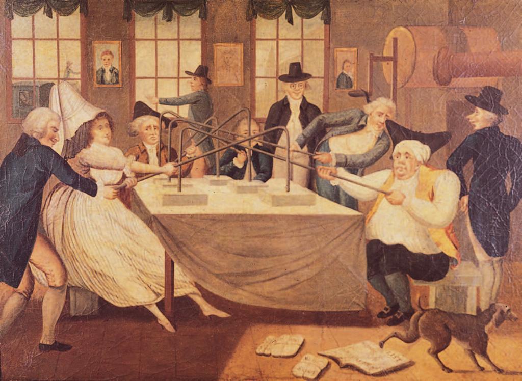 The Press and Politics 101 The Magnetic Dispensary, c. 1790 This British painting made sport of the era s faddish preoccupations with electricity.