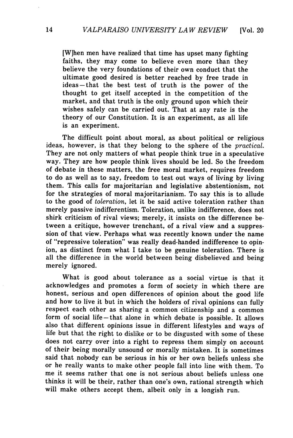 Valparaiso University Law Review, Vol. 20, No. 1 [1985], Art. 1 14 VALPARAISO UNIVERSITY LAW REVIEW [Vol.