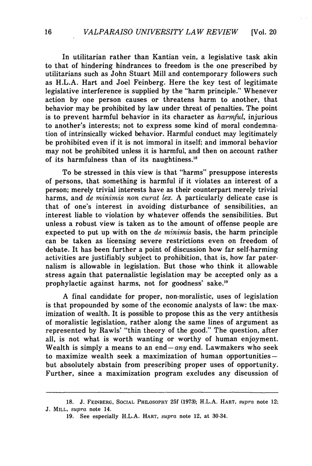 Valparaiso University Law Review, Vol. 20, No. 1 [1985], Art. 1 16 VALPARAISO UNIVERSITY LAW REVIEW [Vol.