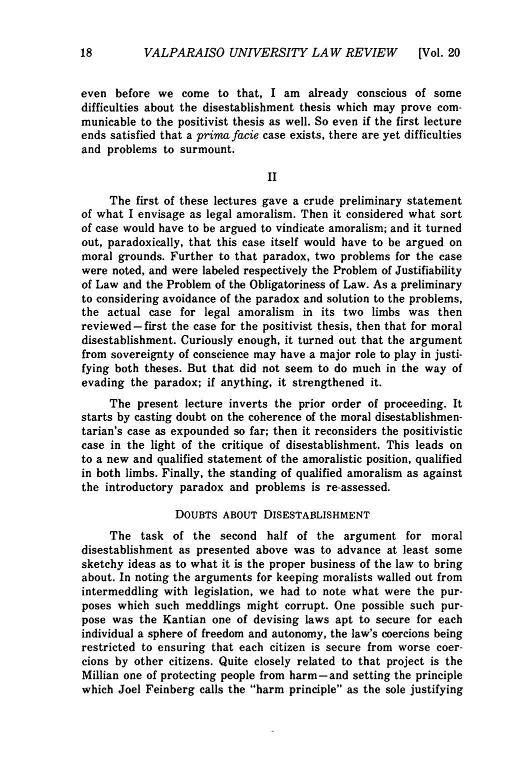 Valparaiso University Law Review, Vol. 20, No. 1 [1985], Art. 1 18 VALPARAISO UNIVERSITY LAW REVIEW [Vol.