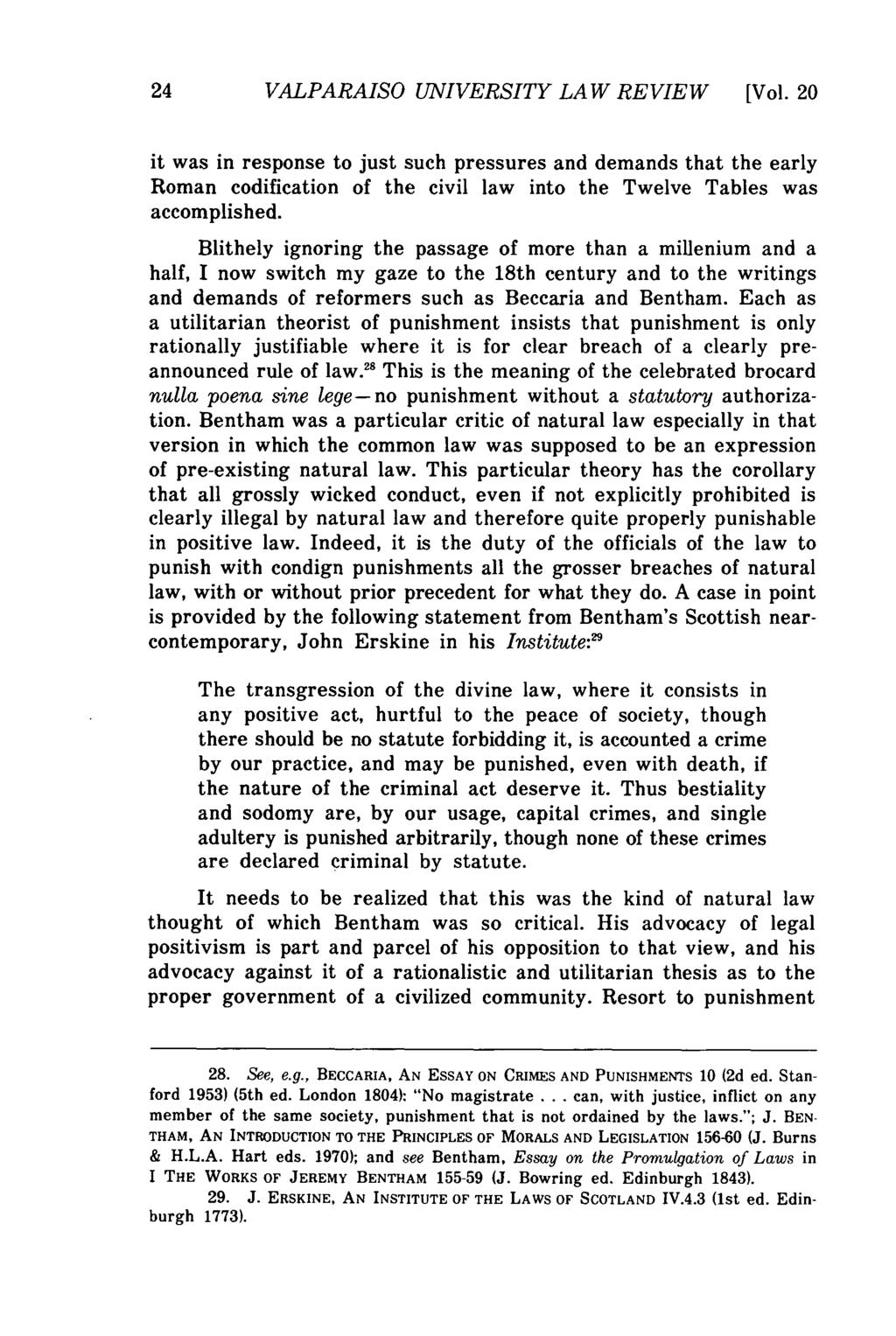 Valparaiso University Law Review, Vol. 20, No. 1 [1985], Art. 1 24 VALPARAISO UNIVERSITY LAW REVIEW [Vol.
