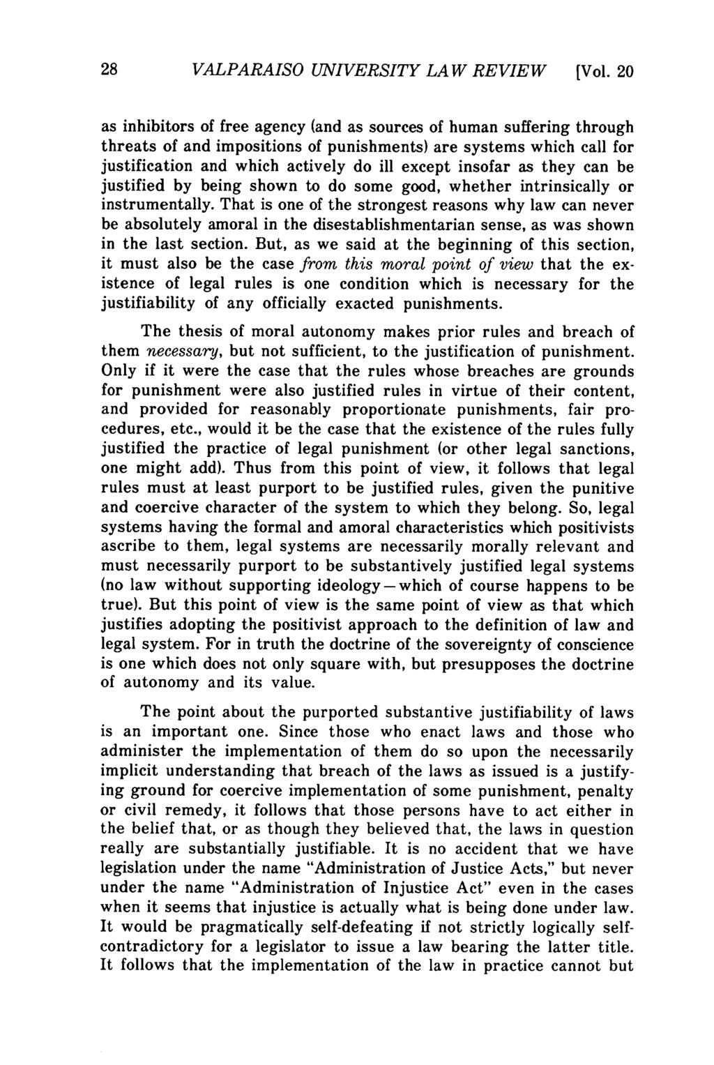 Valparaiso University Law Review, Vol. 20, No. 1 [1985], Art. 1 28 VALPARAISO UNIVERSITY LAW REVIEW [Vol.