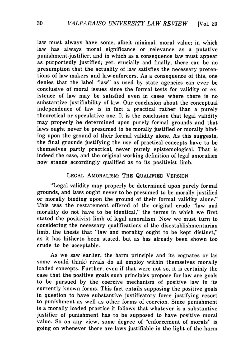 Valparaiso University Law Review, Vol. 20, No. 1 [1985], Art. 1 30 VALPARAISO UNIVERSITY LAW REVIEW [Vol.