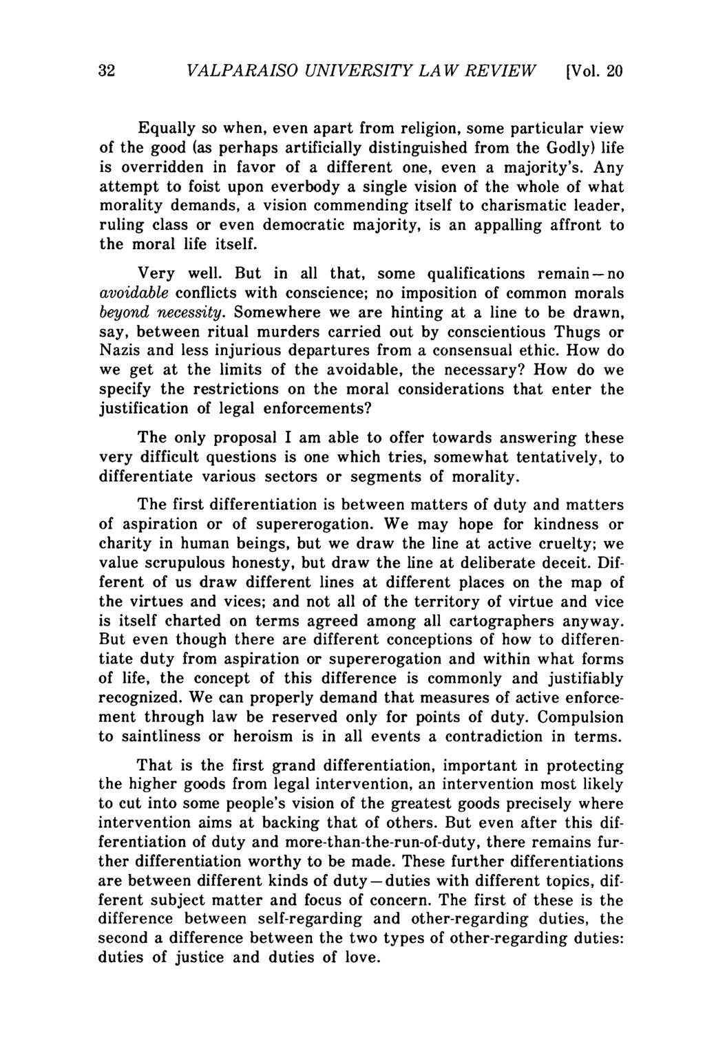 Valparaiso University Law Review, Vol. 20, No. 1 [1985], Art. 1 32 VALPARAISO UNIVERSITY LAW REVIEW [Vol.