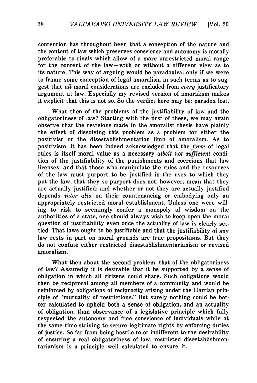 Valparaiso University Law Review, Vol. 20, No. 1 [1985], Art. 1 38 VALPARAISO UNIVERSITY LAW REVIEW [Vol.