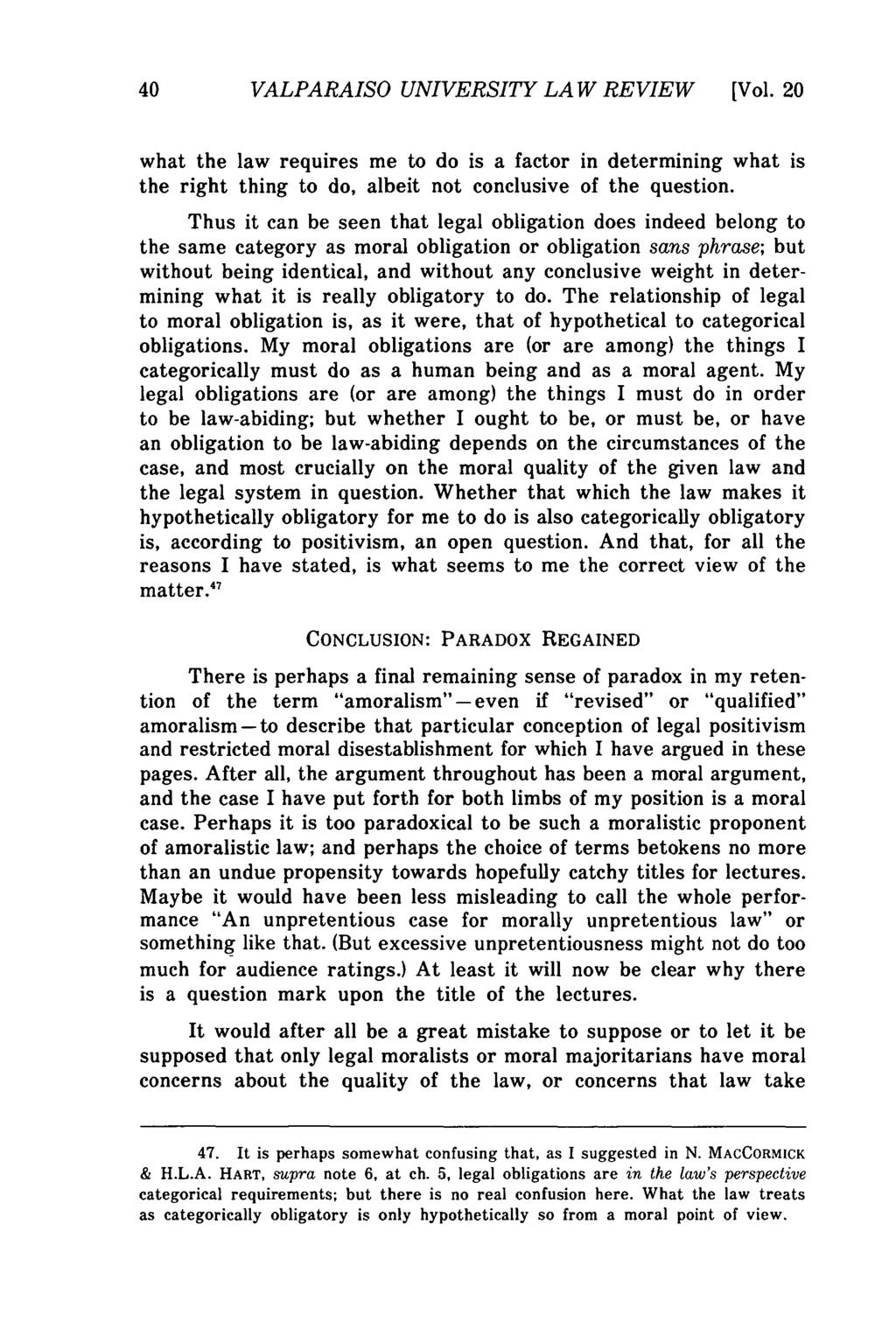Valparaiso University Law Review, Vol. 20, No. 1 [1985], Art. 1 40 VALPARAISO UNIVERSITY LAW REVIEW [Vol.