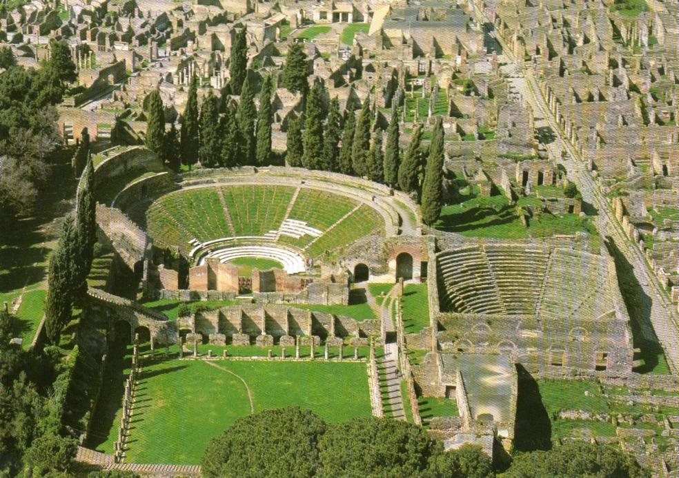The Theatre at Pompeii (Stage 5) Answer these questions on the lines below! a. The Theatre 1. What was the basic shape of a theatre? 2.