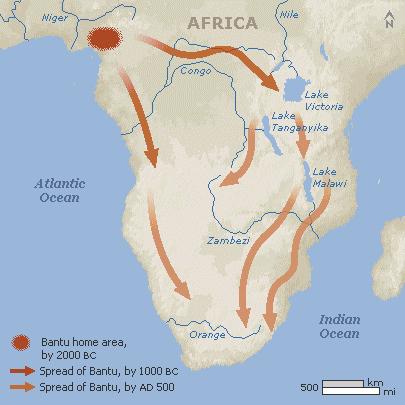 BANTU MIGRATIONS Long complex process where two groups of Bantu speakers eventually linked up Bantu based languages began to