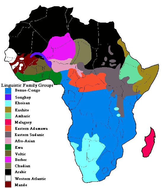 MODERN LANGUAGE FAMILY MAP OF AFRICA What language family