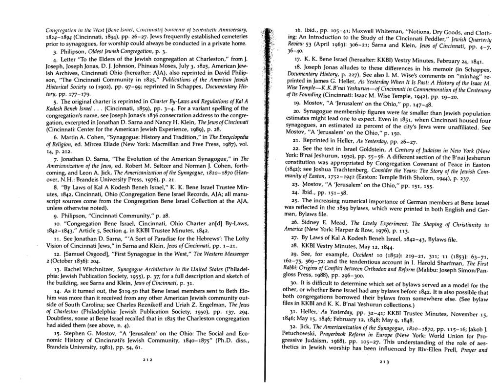 COllgregalitll/ ill lile West [Bellc israel, CI1ICllIIWtlJ ~(llll'elllr 0/ ~el)el'~letll Anntversa~, 1824-1894 (Cincinnati, 1894), pp. 26-27.