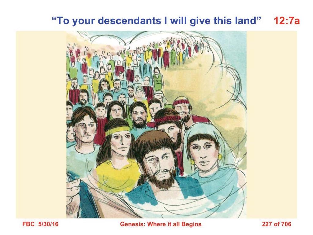 7 The LORD appeared to Abram and said, To your descendants I will give this land. So he built an altar there to the LORD who had appeared to him (Gen. 12:7).