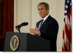 President George Bush Discusses Iraq in National Press Conference The East Room 8:02 P.M. EST For Immediate Release Office of the Press Secretary March 6, 2003 THE PRESIDENT: Good evening.
