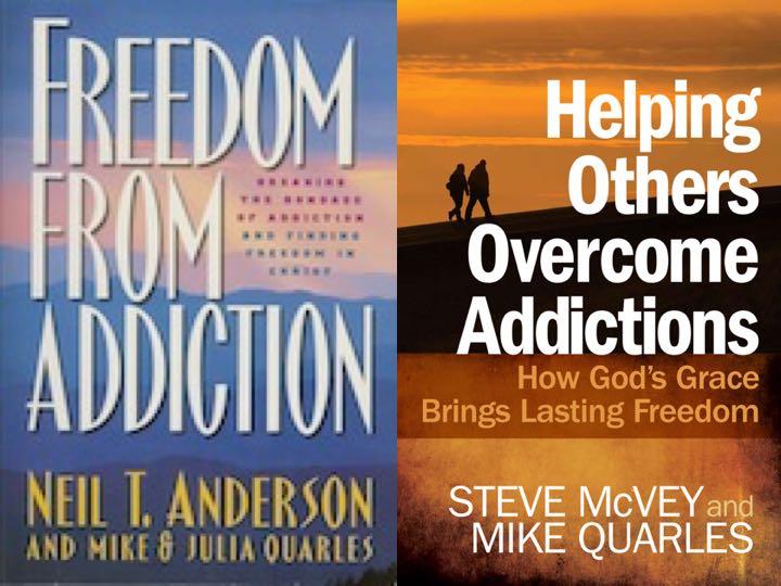 These are our two basic books along with the Freedom From Addiction Workbook. We also have a One Day at a Time devotional, DVD s and bookmarks.