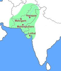 The entire area of the Harappan Civilisation is triangular in shape and accounts for about 1,299,600sq km.