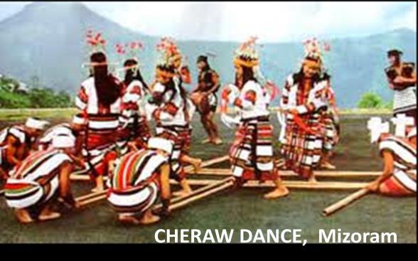 Two bases support the bamboos that are placed horizontally, one at each end. The movements created while clapping them produce a sharp sound, which actually forms the rhythm of the dance.