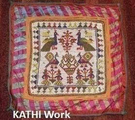 KHARAK The nomadic (Rabari) tribes of Gujarat are known for their Kathi work, a type of embroidery, which combines chain stitch work embellished with small mirrors.