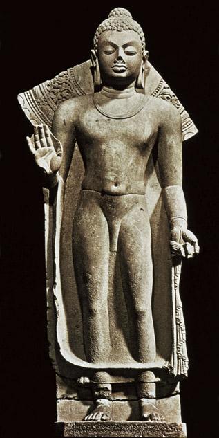 Standing Buddha, Sarnath, India, Gupta Period, sandstone, 474 CE figure is 6 4 in height Sarnath Gupta Style: