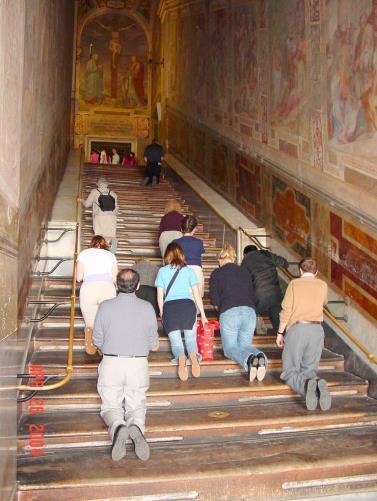 Scala Santa The Holy Stairs, a chapel built around the great relic of the steps to Pontius Pilate's palace that Jesus once climbed to meet his fate.