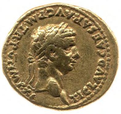 Aureus of Claudius Front of coin (observe) Head of Claudius wearing laurel wreath, facing right, Back of coin (reverse) Triumphal arch with an
