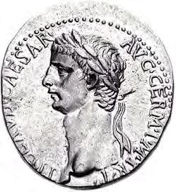 Silver didrachma of Claudius Front of coin (observe) Head of Claudius with laurel wreath TI CLAVDIVS