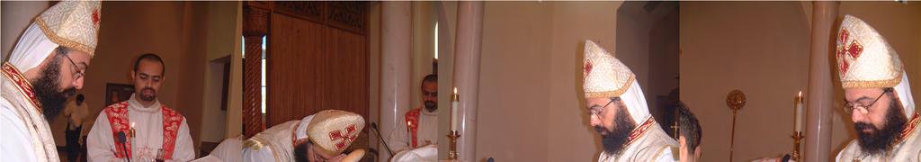 3. Baptizing the Lamb (1) The priest enters the Sanctuary while holding the Lamb and takes water on his right hand
