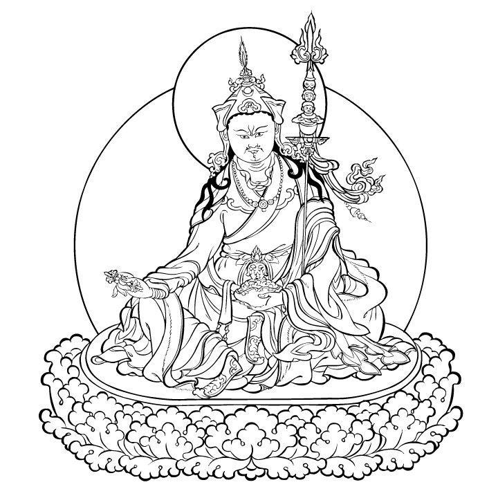 This is Padmasambhava or Guru Rinpoche, also sometimes referred to as the second Buddha. He is a semi-wrathful deity, which suggests he protects those who need protection.