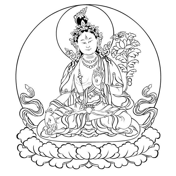 This is White Tara, known for long life, compassion, healing, and a peaceful serenity.