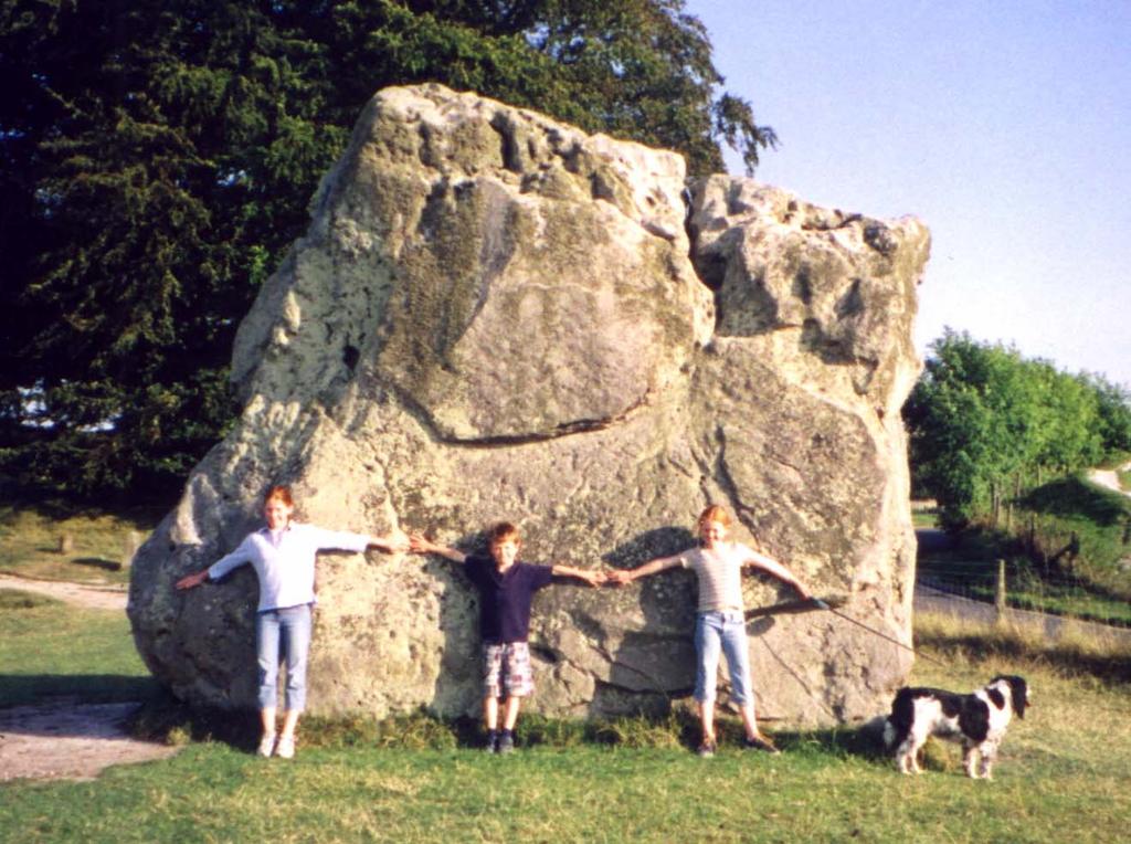 Charlotte, William, Lucy and Holly measuring an Avebury megalith Just south of Avebury is Silbury Hill, the largest man-made earthworks