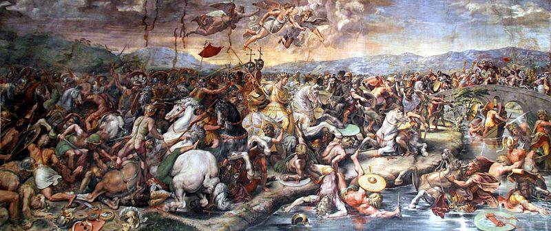 Battle Between Constantine and Maxentius There was a third battle. It took place on October 28, 312 A.D. It happened on the shore of the Tiber River in Rome. Maxentius had the biggest army.