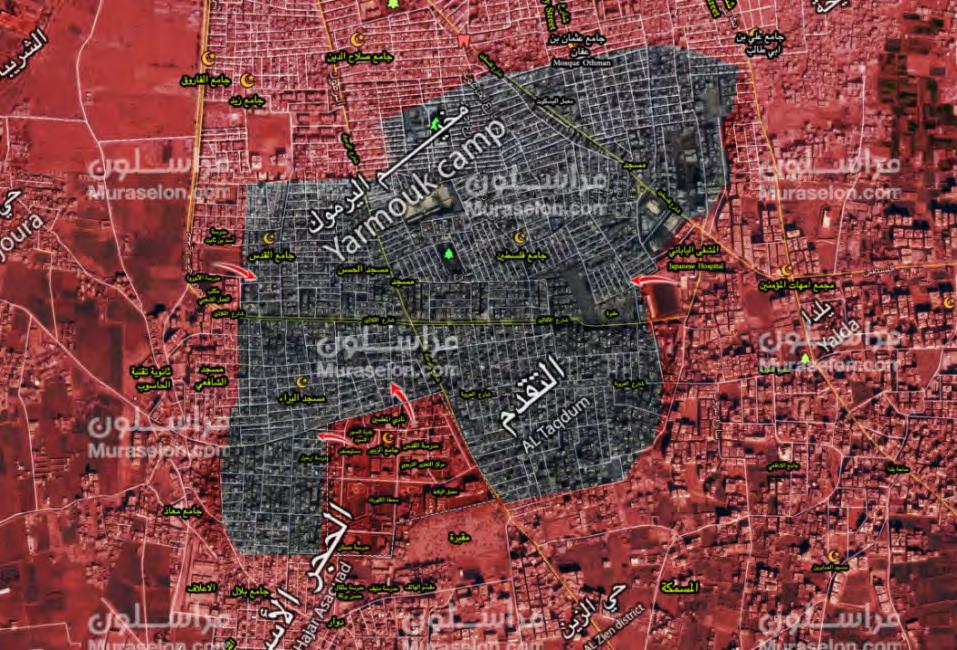 3 The control areas remaining in ISIS s hands (marked in black) in Damascus's