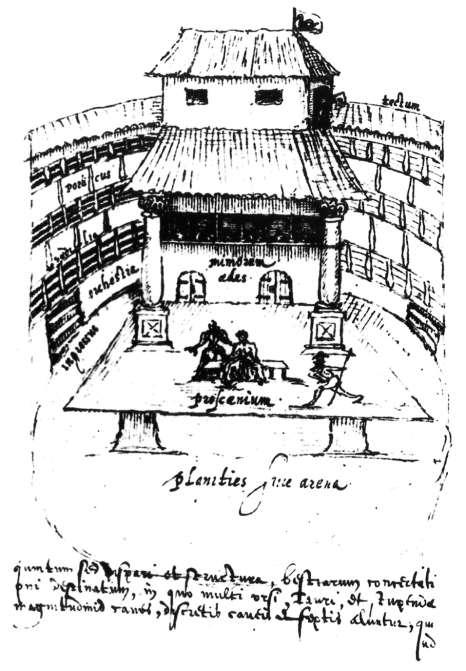 A seventeenth-century sketch of the Swan Theatre, which stood near