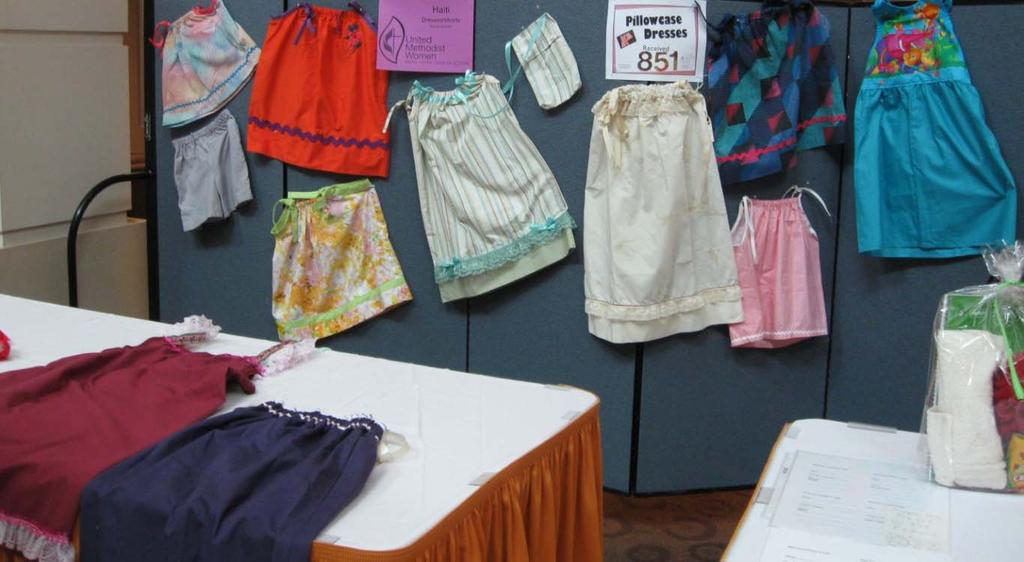 Mission Education Opportunities Pillowcase dresses lovingly made by South District United Methodist Women.