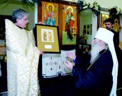 Archbishop Job and Bishop Seraphim after final service in the Tikhvin icon s presence at Holy Trinity