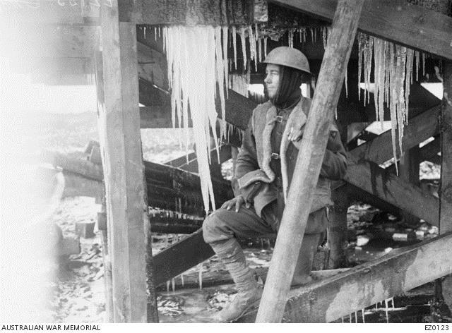 Appendix B: A portrait of an unidentified Australian soldier, at a frozen water point in the Somme Valley, during the winter of 1916/17.