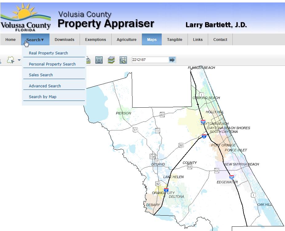 VOLUSIA COUNTY PROPERTY APPRAISER S OFFICE How to Perform a Search Using the Map 5 Search by Map 2 There are two