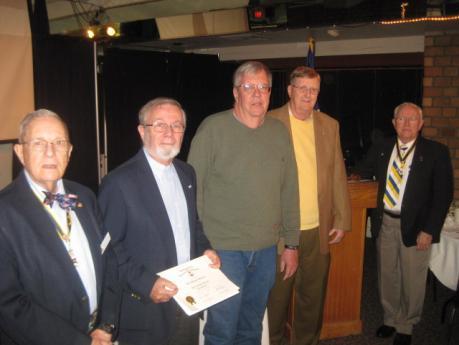 From left to right: Compatriots Bob Young, Karl M. Johnson, Charles M. Smith, Bill Orr and Chapter President Earl Atwood Sr.