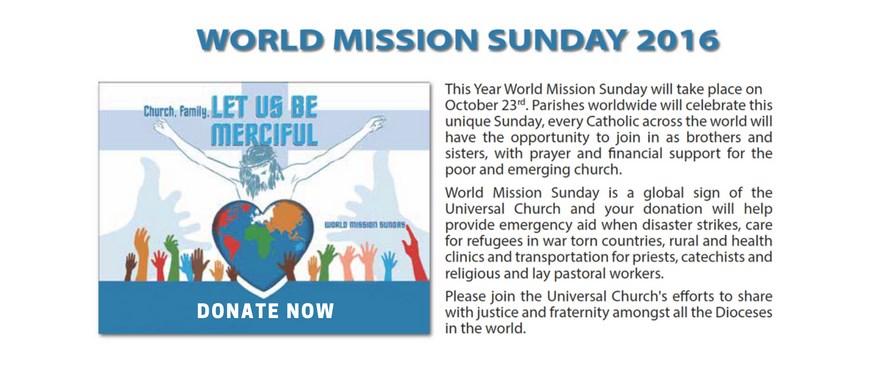 be collecting for World Mission Sunday.