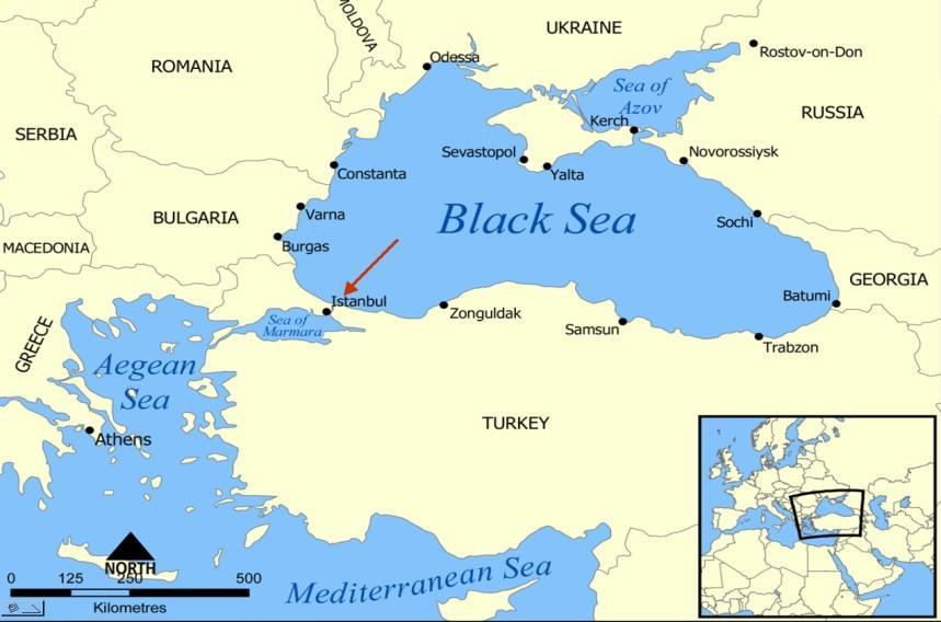 The Bosporus Strait connects the Black Sea to the Sea of Marmara