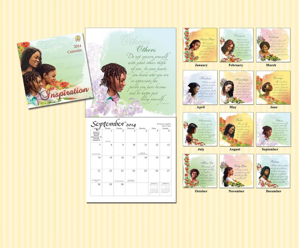 Inspiration 06 C103F Calendars are 12 x 12 closed; 12 x 24 open for hanging $14.