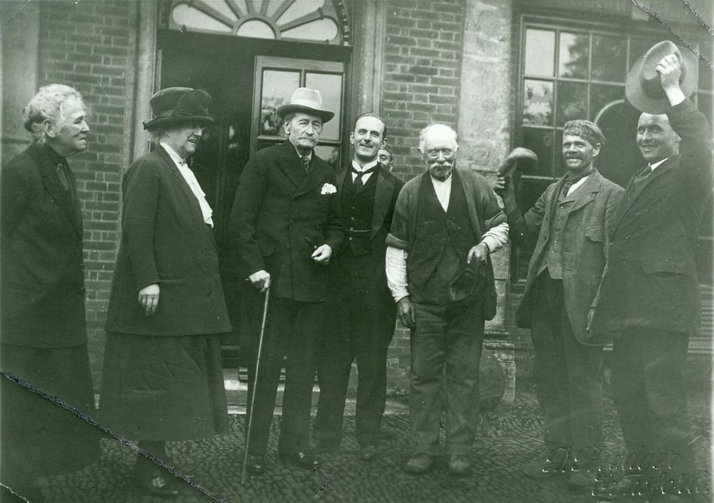 Lady Emily and Sir William Hart Dyke, in the early 1930s, with their staff.
