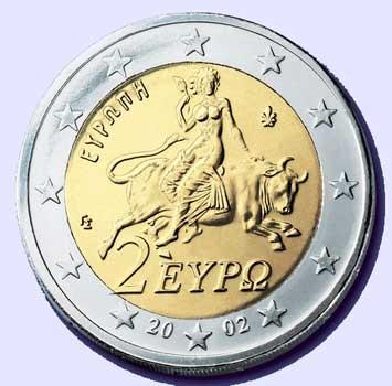 A Greek Euro from 2002 Revelation 17:3 5: "So he carried me away in the spirit into the wilderness: and I saw a woman sit upon a scarlet coloured beast, full of names of blasphemy, having seven heads