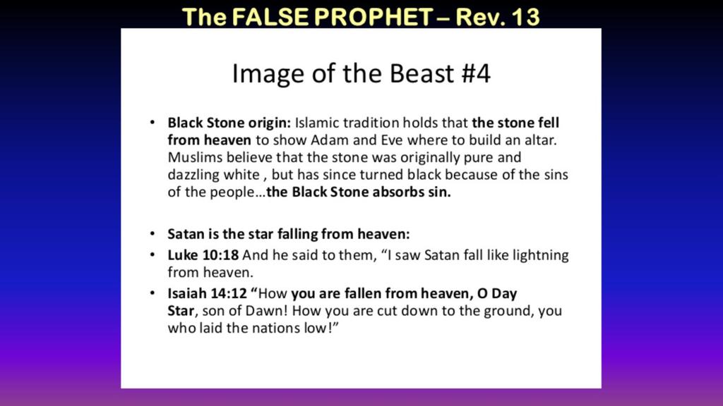 The False Prophet is the Islamic Jesus (ISA) in the Qur an He will look like Jesus People will be deceived into thinking that he really is the real Jesus Christ He will ENFORCE ISLAM and Set Up an