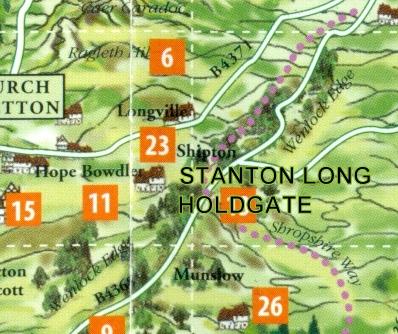 Both Stanton Long and Holdgate are south of Much Wenlock,