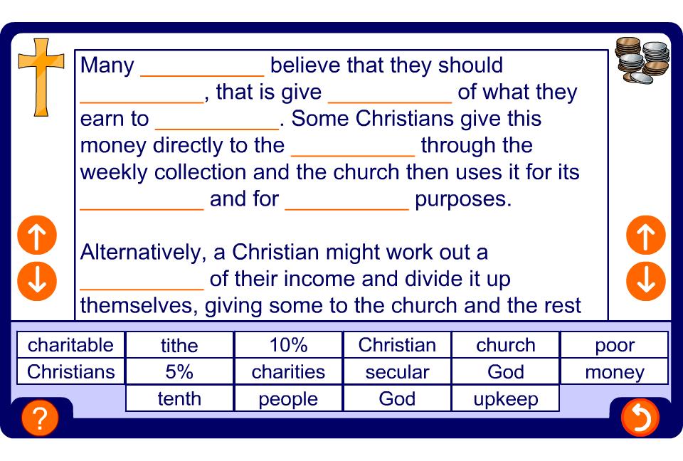 Tithing Not all words are used in the text.