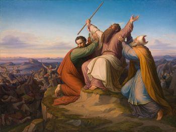 ESV Exodus 17:11 Whenever Moses held up his hand, Israel prevailed,